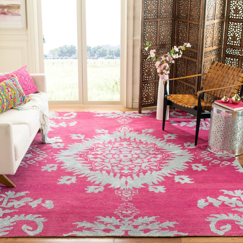 SAFAVIEH Hand-knotted Stone Wash Theddy Modern Wool Rug - 8' x 10' - Fuchsia