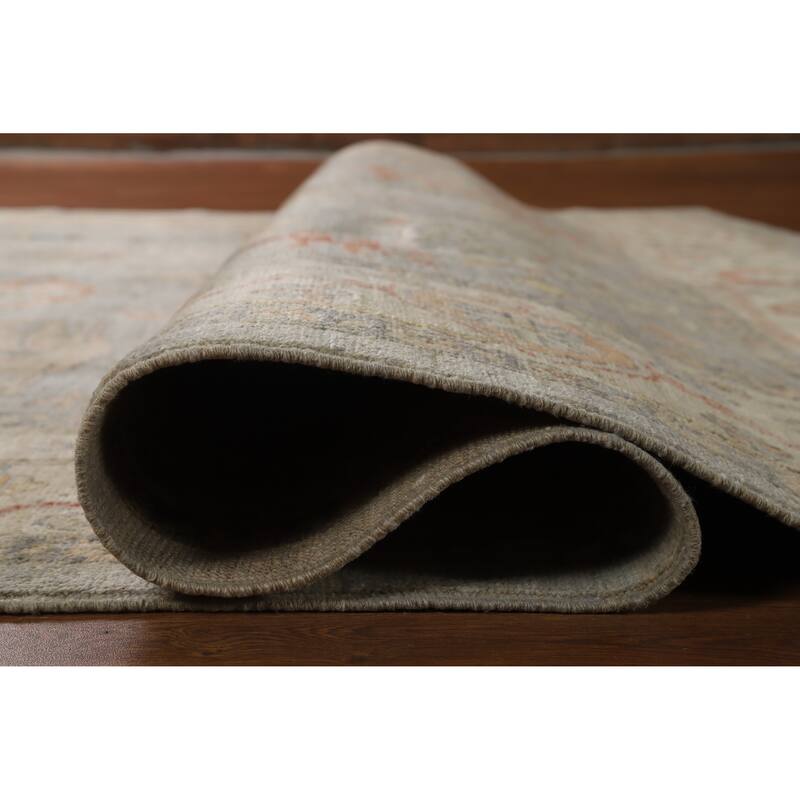 Hand Knotted Oriental 100% Wool Carpet Transitional All-Over Greys & Charcoal Oushak Area Rug - 9' 8'' X 8' 1''