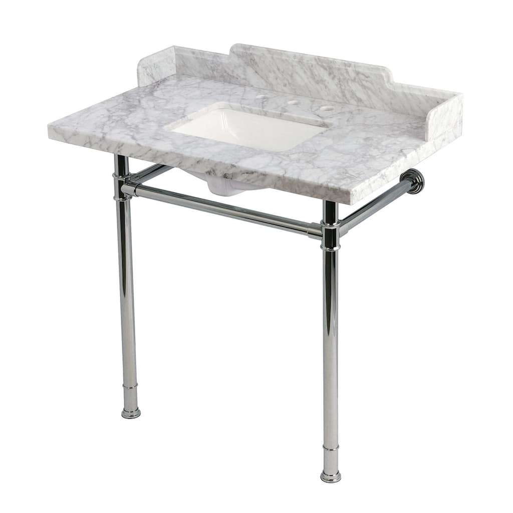 Kingston Brass KMS36227M3.SQ Wesselman 36" Rectangular Marble and