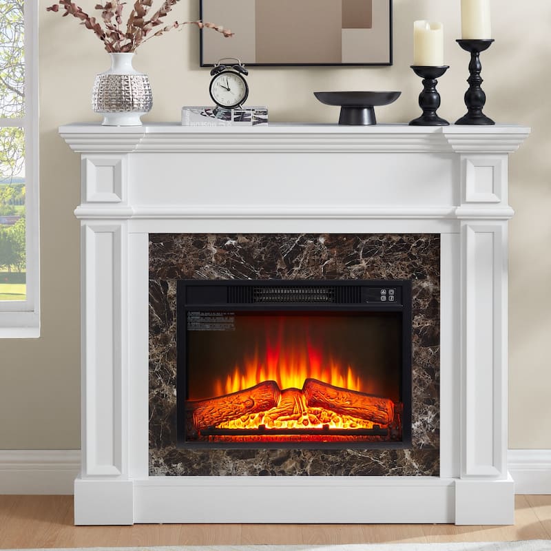 GDFStudio - Hearthstone Traditional Storage Electric Fireplace with Mantel and Realistic LED Flame