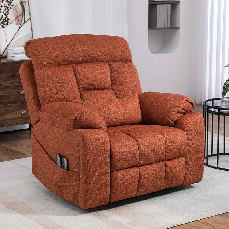 Upgraded Flagship 4-Motor Independent Control Oversized 180° Lay Flat Chenille Power Lift Recliner Chair