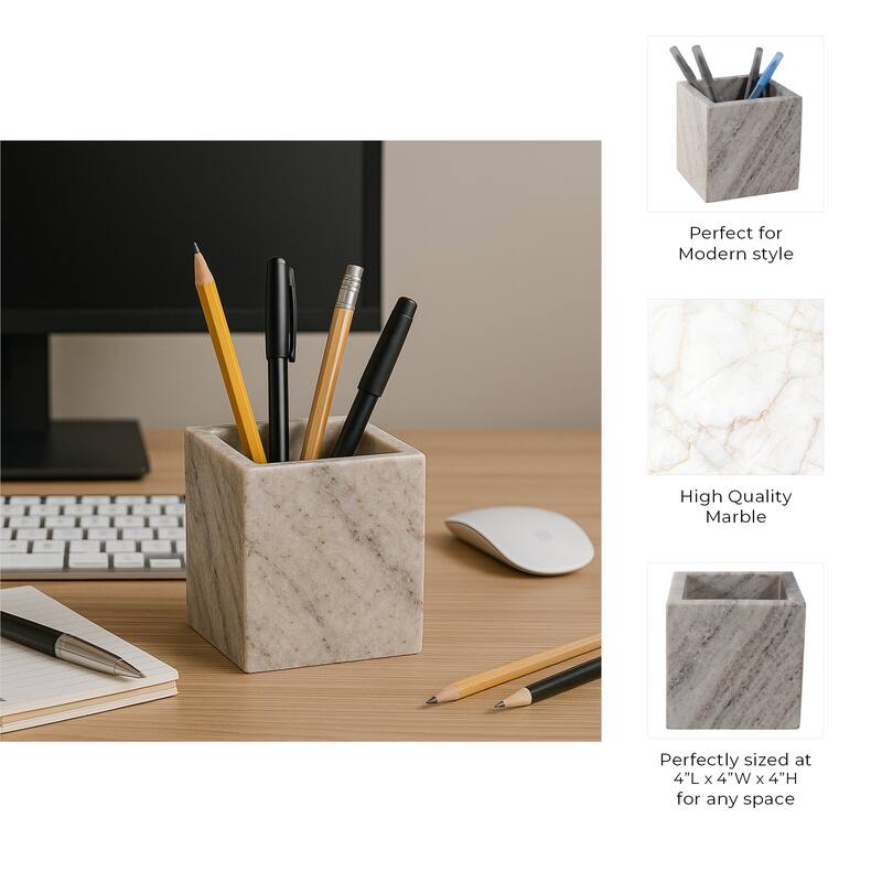 Marble Stone Storage Sculpted Design and Sleek Vertical Grooves - 4.0"