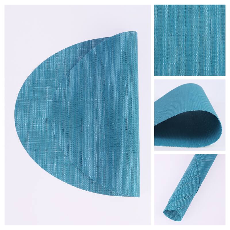 Placemats Set of 6 PVC Oval Placemats for Kitchen Dining Table Decor - 18*12.5Inch - Blue