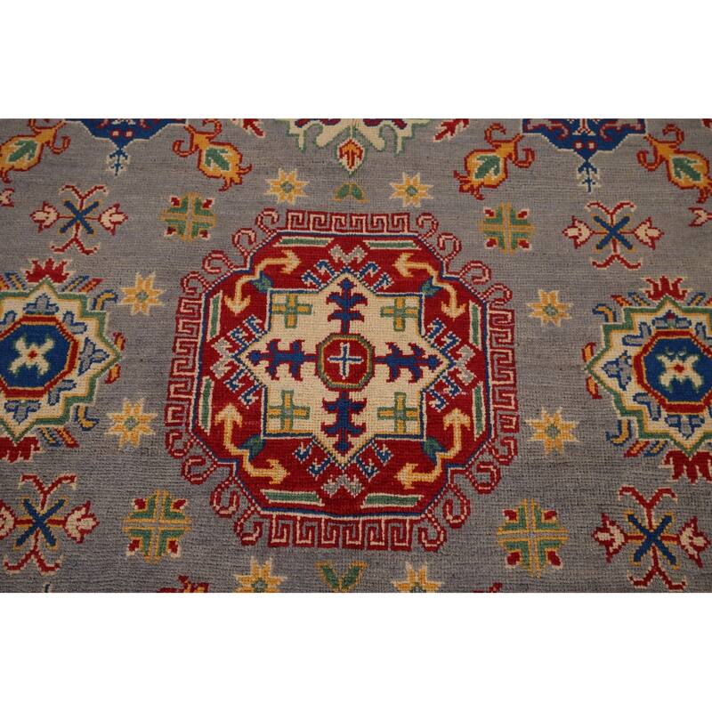 Grey Kazak Oriental Area Rug Handmade Traditional Wool Carpet - 4'10" x 6'9"