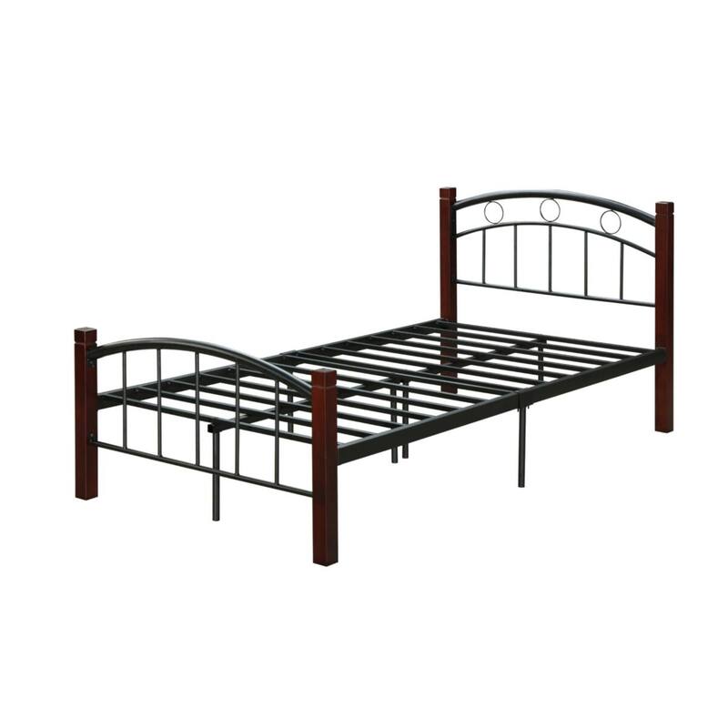 84" Black and Mahogany Brown Platform Bed - Queen Size