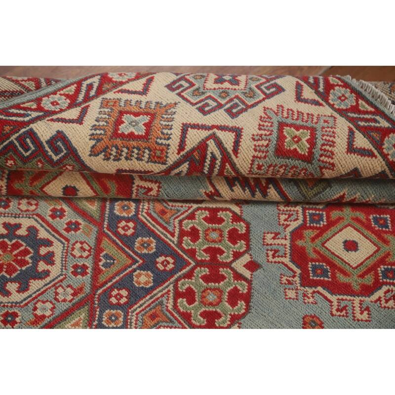 Blue Kazak Oriental Area Rug Handmade Wool Carpet - 4'10" x 6'6"