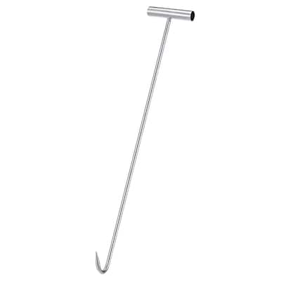 23" T-Handle Meat Boning Hook, Galvanized T Hooks for Butcher Shop - Silver Tone - 585mm