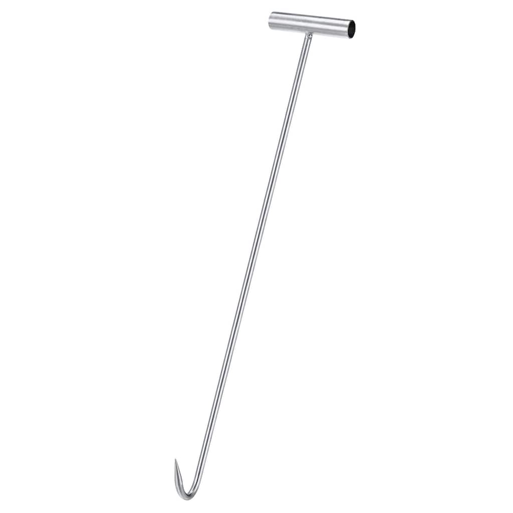 23" T-Handle Meat Boning Hook, Galvanized T Hooks for Butcher Shop - Silver Tone - 585mm