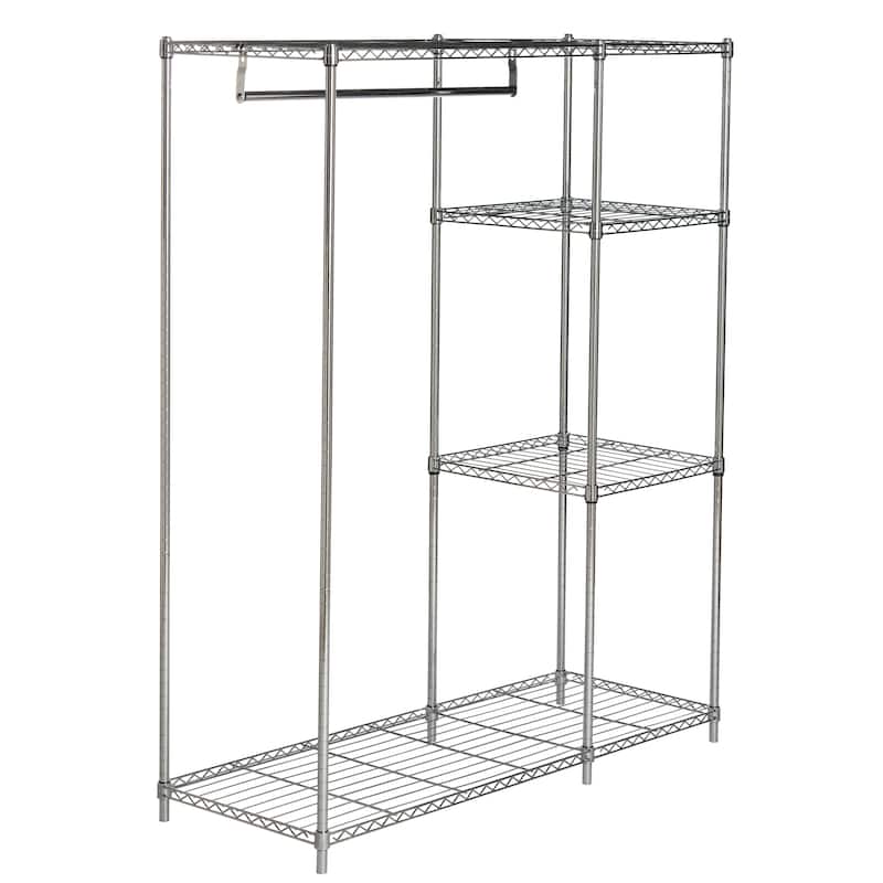 SAFAVIEH Storage Renita Chrome Wire Adjustable Garment Rack - 47.2" x 17.7" x 59.1" - 47Wx18Dx59H