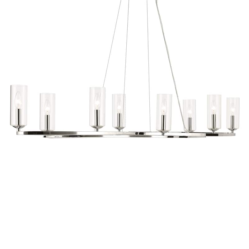 Harpin 52.5 Inch 8 Light Linear Chandelier with Clear Glass in Polished Nickel