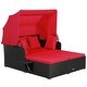 preview thumbnail 6 of 61, Outdoor Patio Daybed with Canopy and Foldable Side Trays - 65" x 60.5 x 58.5" Red