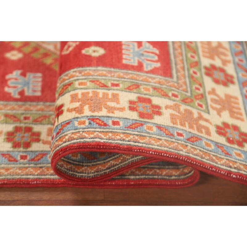 Kazak Oriental Accent Rug Handmade Red Wool Carpet - 2'7"x 4'2"