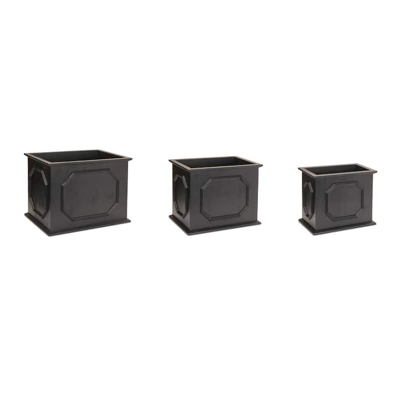 Traditional Style Box Planter - 17.75" - Black - Set of 3