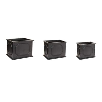 Traditional Style Box Planter - 17.75" - Black - Set of 3