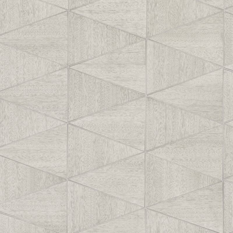 Galerie Wallcoverings Woods and Wicker Collection Triangular Wood Tile Matte Finish Vinyl on Non-woven Wallpaper Roll - 33-feet long x 21-inches wide - Light Beige