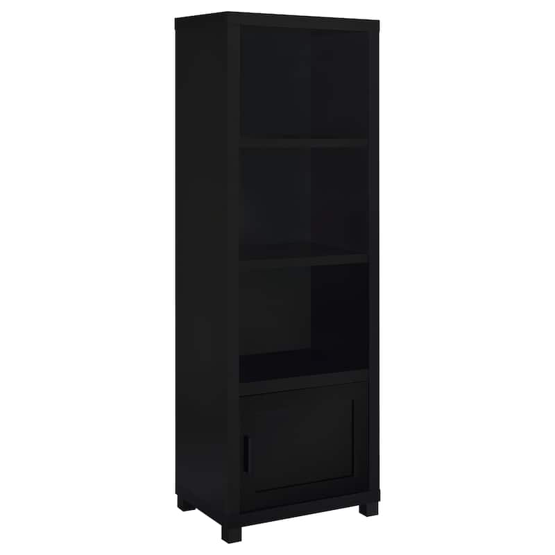 Jupiter 3Shelf Media Tower Bookcase With Storage Black On