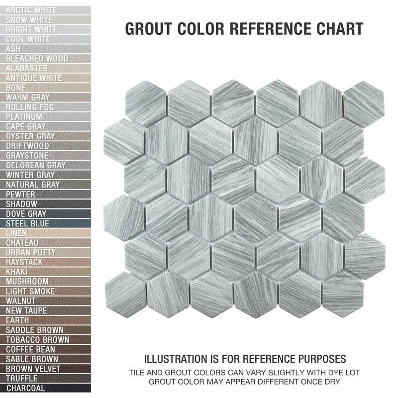 Merola Tile Llama 2" Hex Matte Silver Smoke 11-1/8" x 12-5/8" Porcelain Mosaic Floor and Wall Tile