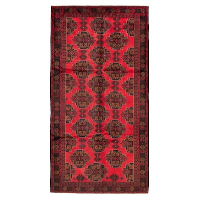 ECARPETGALLERY Hand-knotted Teimani Red Wool Rug - 5'6 x 10'3