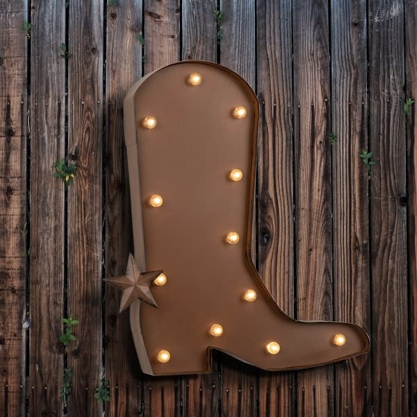 slide 2 of 13, Glitzhome Rustic Vintage Marquee LED Lighted Western Sign Wall Decor