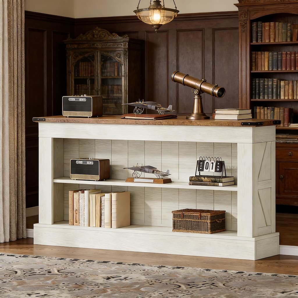 Vintage Sofa Table, Spacious Console Table, Dual-Layer Entryway Organizer, TV Stand