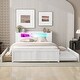 preview thumbnail 1 of 11, Queen Size Wood Platform Bed with Twin Size Trundle and Drawers,Headboard with LED White