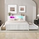 preview thumbnail 2 of 24, Queen Size Wood Storage Platform Kids Bed Frame with LED Headboard, Twin Size Trundle, and 2-Drawers, Easy to Assemble, White