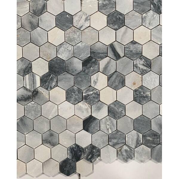 Shop M2 Mosaic Hexagon Marble 10 Pieces 12 X 12 Interlock Pebble Tile Overstock 31422855