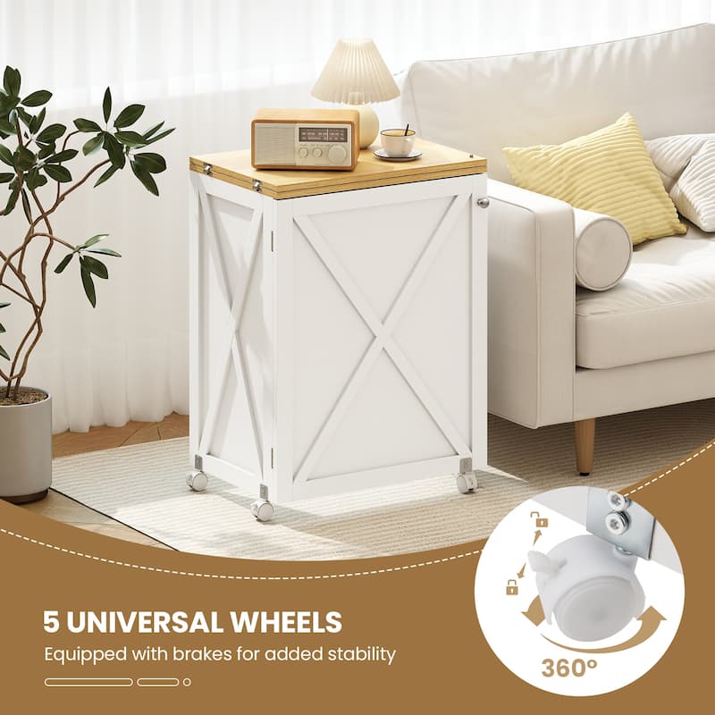 Gymax Folding Sewing Table w/ Compact Design Storage Shelf 2 Trays and