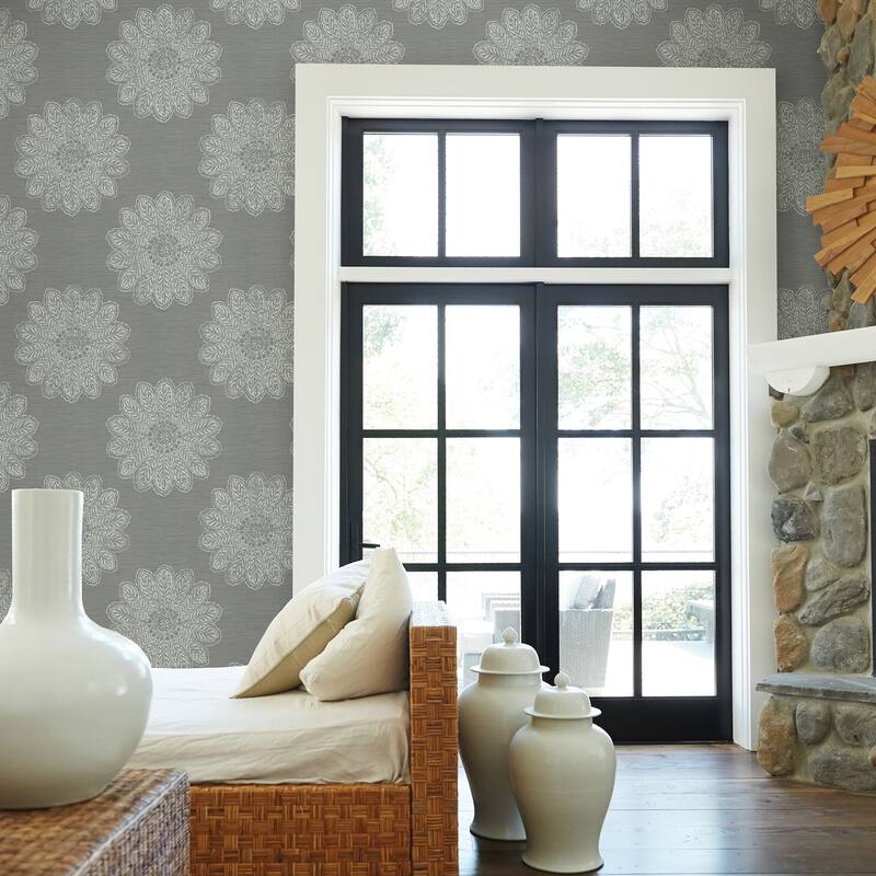 A-Street Prints Sol Slate Medallion Wallpaper