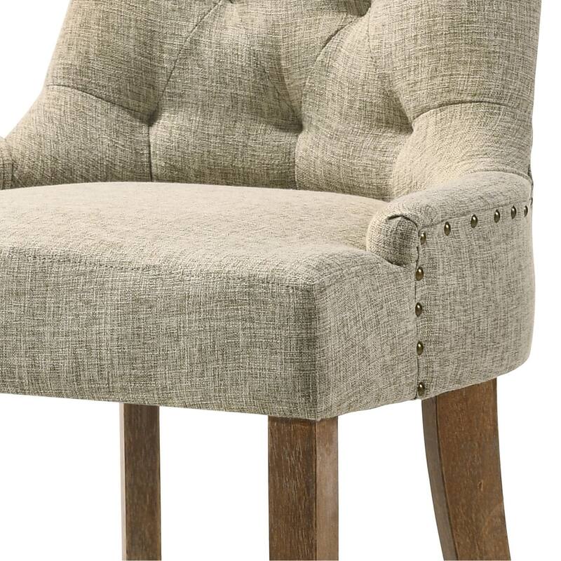 Orange and Weathered Oak Tufted Back Side Chairs (Set of 2)