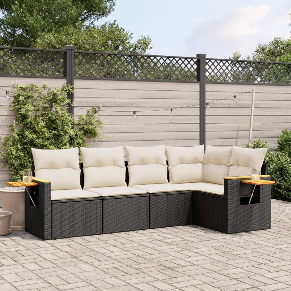 vidaXL Patio Sofa Set with Cushions Outdoor Conversation Furniture Poly Rattan