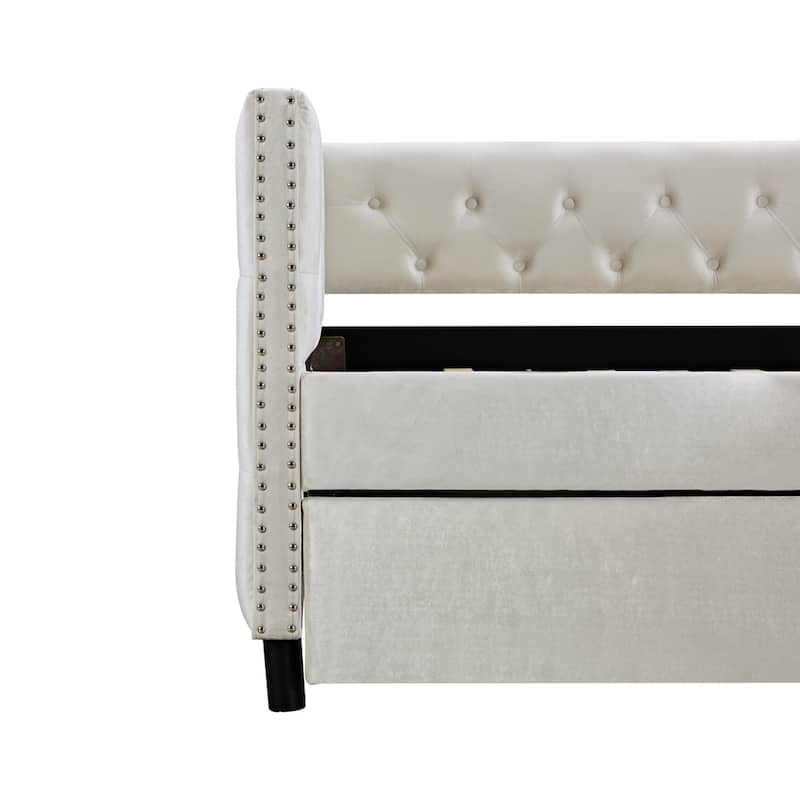Velvet Upholstered Daybed with Trundle