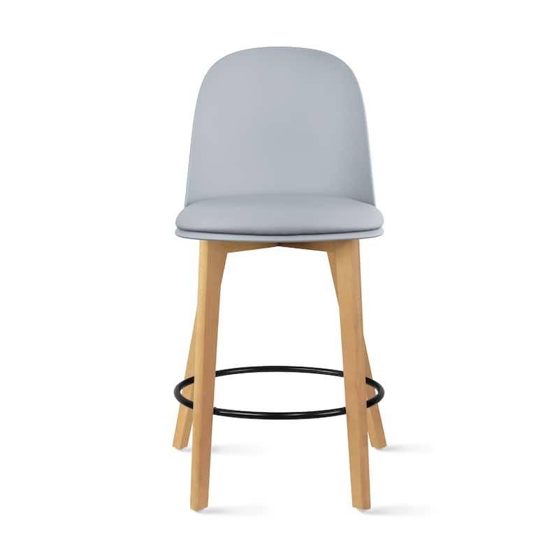 Set of 2 Designer Eiffel Chairs Counter Stools With Backs Side Molded Shell Kitchen Office Dining Dowel Bar Patio