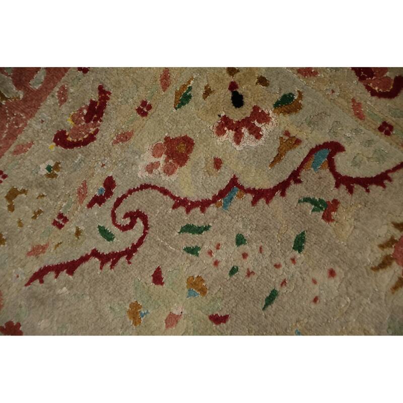 Hand Knotted Oriental Wool & Silk Carpet Traditional Floral Black Tabriz Area Rug - 6' 7'' X 4' 10''