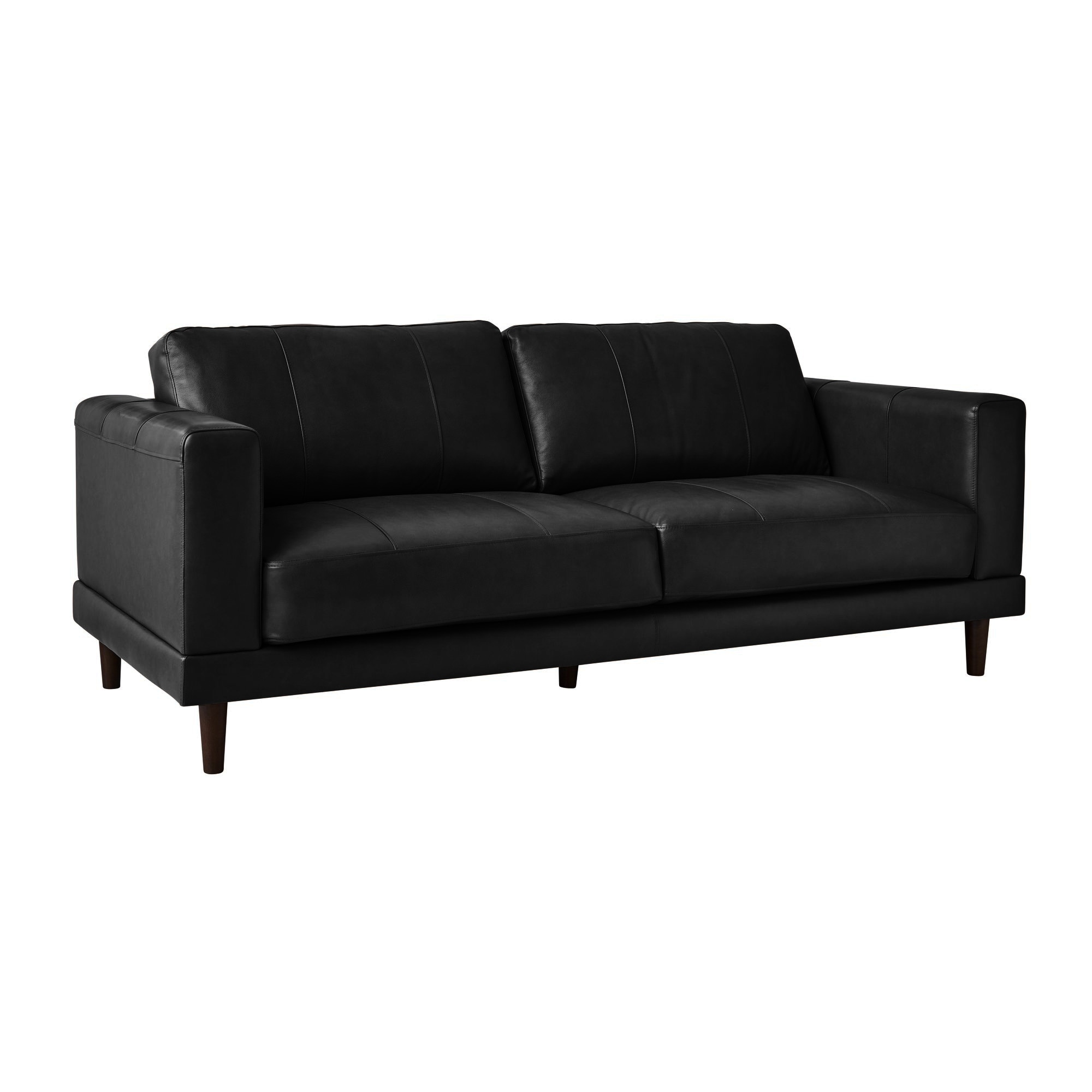 Picket House Furnishings Hanson Leather Sofa In Black On Sale Overstock 31566681