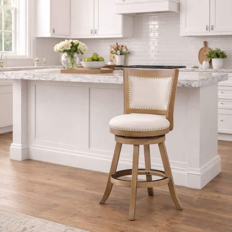 Melrose High Back Swivel Wood Counter Stool - Grey