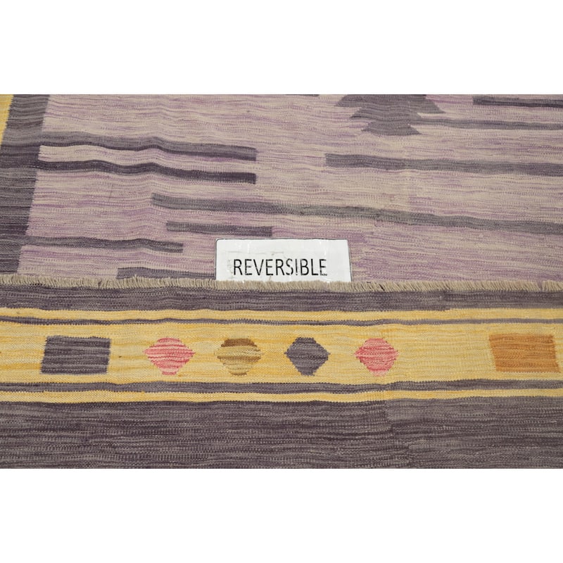 Hand Woven Oriental 100% Wool Carpet Southwestern Tribal Yellow & Gold Kilim Area Rug - 12' 8'' X 10' 2''