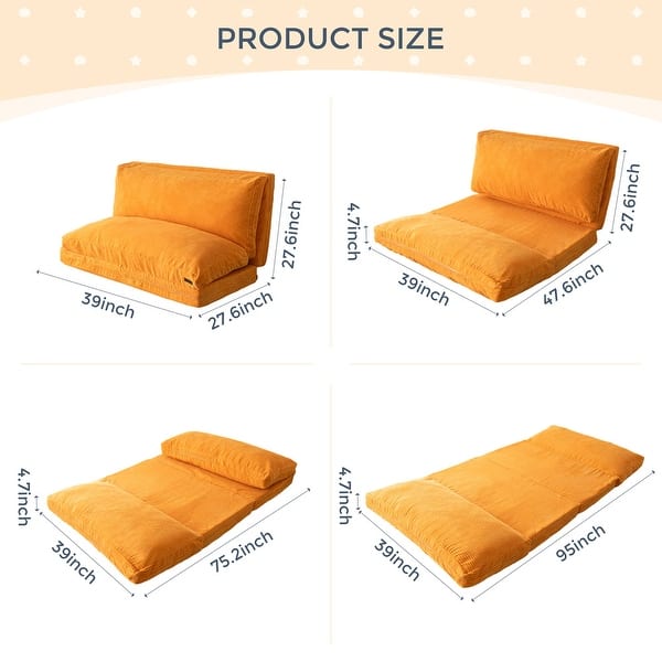 dimension image slide 16 of 31, Corduroy Bean Bag Folding Sofa Bed