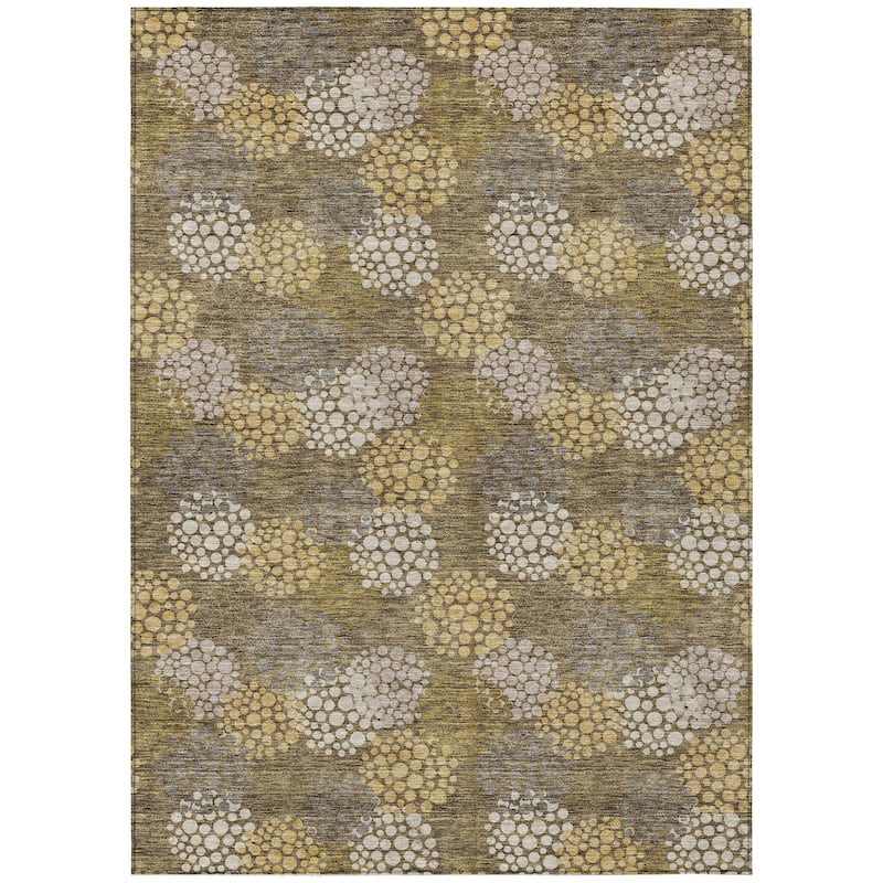 Machine Washable Indoor/ Outdoor Chantille Modern Bubbles Rug
