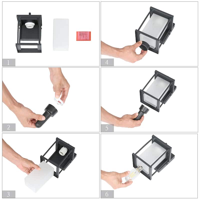 Modern 1-light Lantern Outdoor Glass Wall Light LED Dimmable Exterior sconce for Garage Porch Front Door