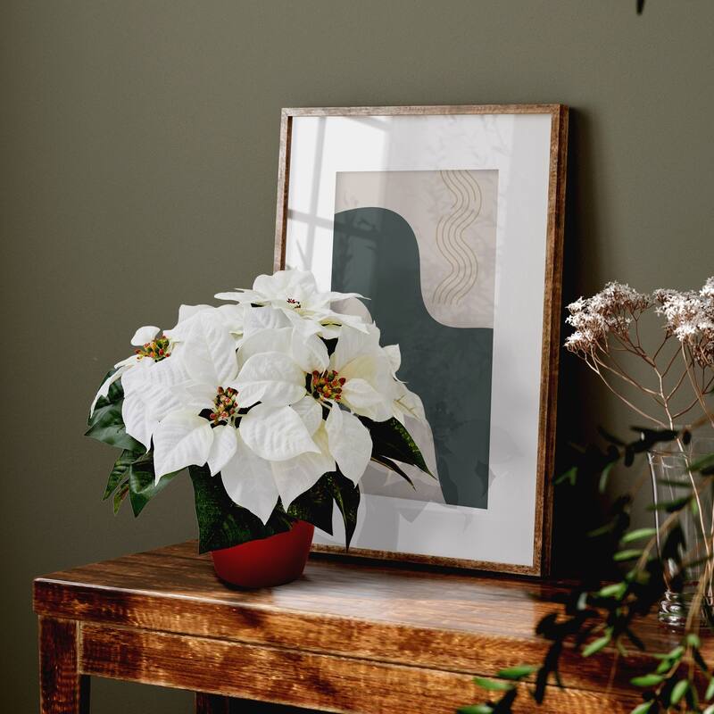 Artificial Maple Leaf Plant with Planter - 19 Inch Fall Foliage Decor Indoor Outdoor - White - 12