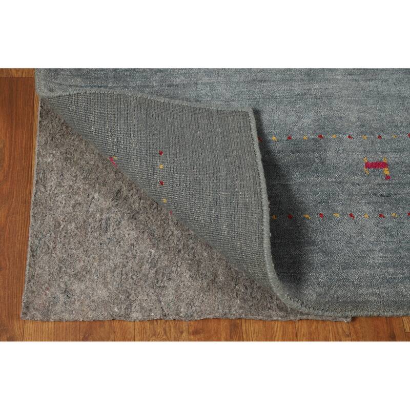 Slate Gray Gabbeh Indian Area Rug Hand-Knotted Wool Carpet - 5'4" x 7'7"