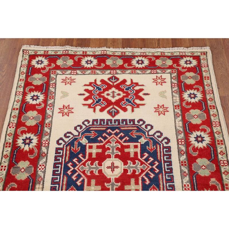 Kazak Oriental Accent Rug Handmade Wool Carpet - 3'0" x 4'0"