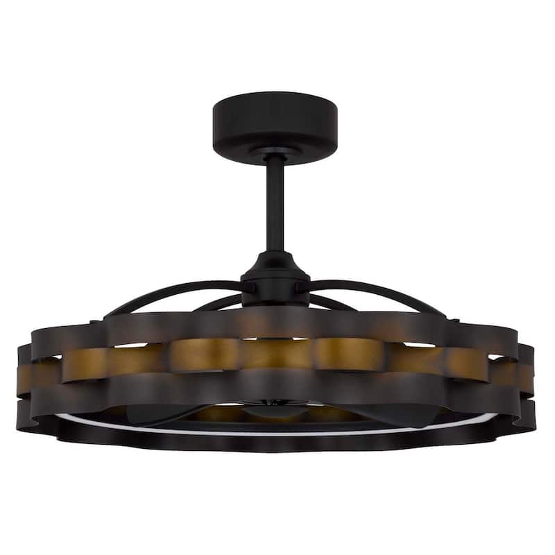 Pembroke 19" Height Dark Bronze Metal Fan Light With Led Light - One Size