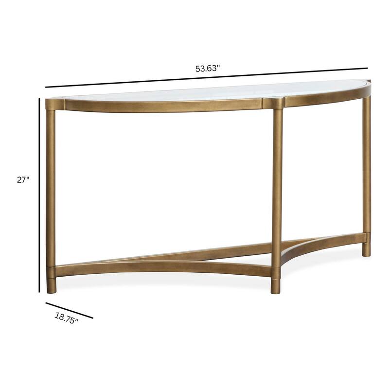 Magnussen Home Cassidy Aged Brass and Volakas Classic Demilune Sofa Table - 53.63''W x 18.75''D x 27''H