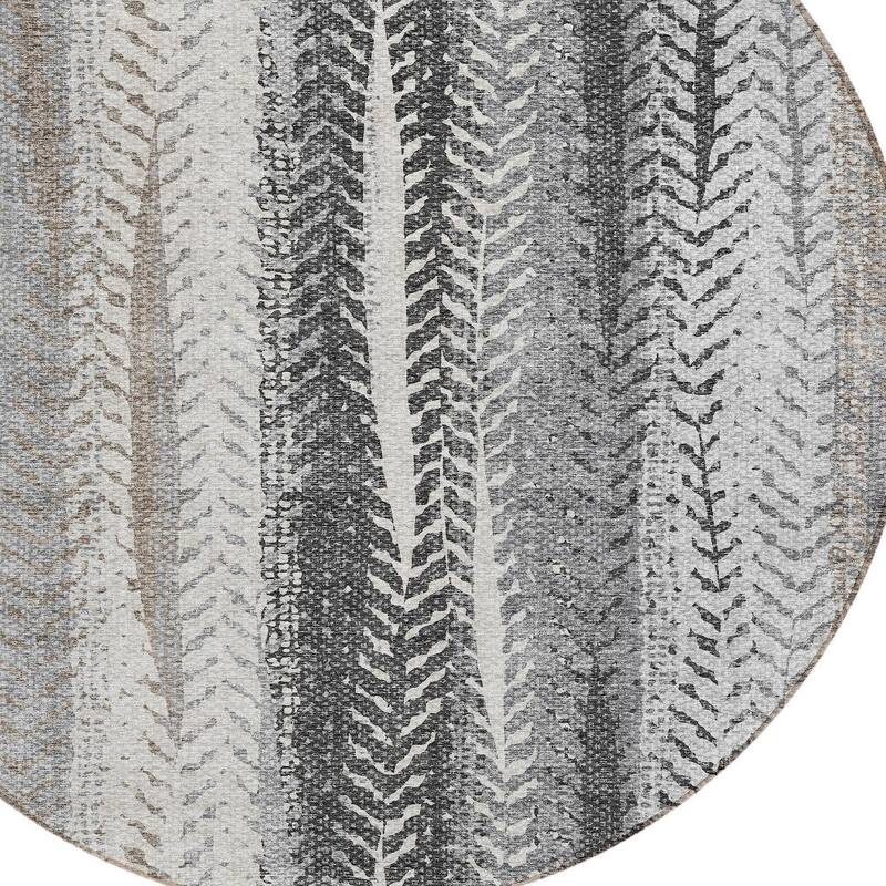 HomeRoots Botanical Leaves Transitional Rectangle Outdoor Rug