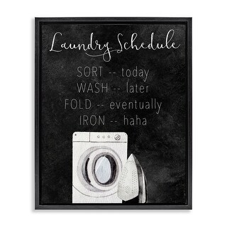 Stupell Lazy Laundry Schedule Humor Framed Floater Canvas Wall Art ...