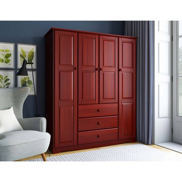 Shop Palace Imports Family 4 Door Solid Wood Wardrobe No Shelves