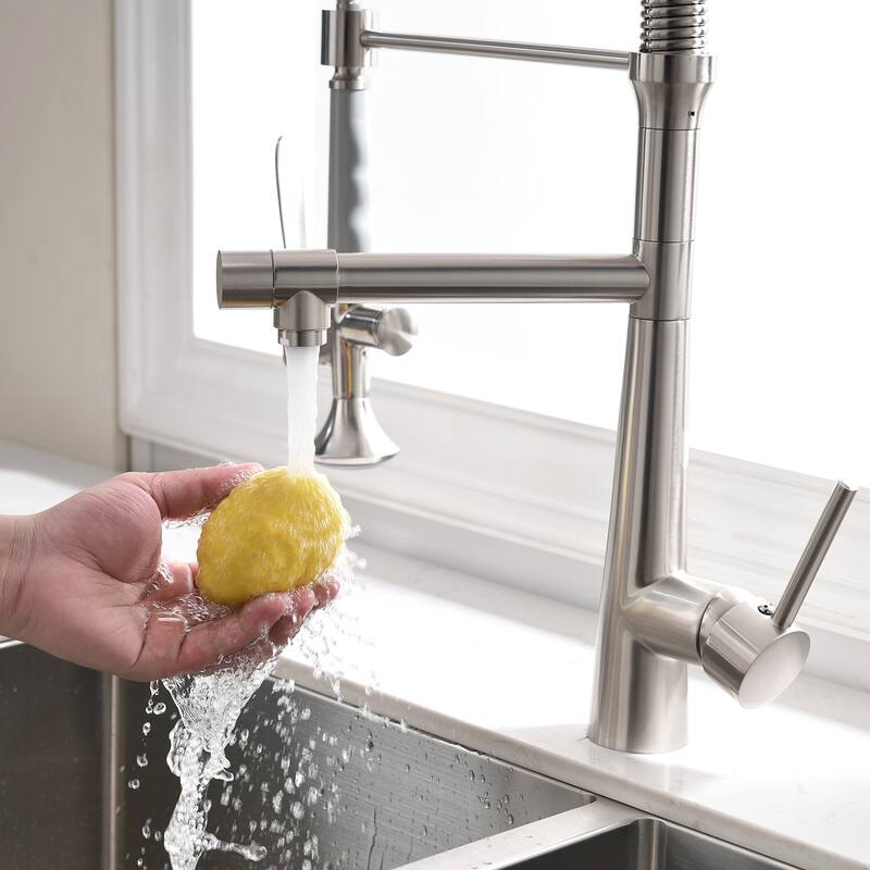 Heavy Duty Commercial Style Kitchen Sink Faucet,Single Handle Pre-Rinse Spring Sprayer Kitchen Faucets,High Arc Pull Down