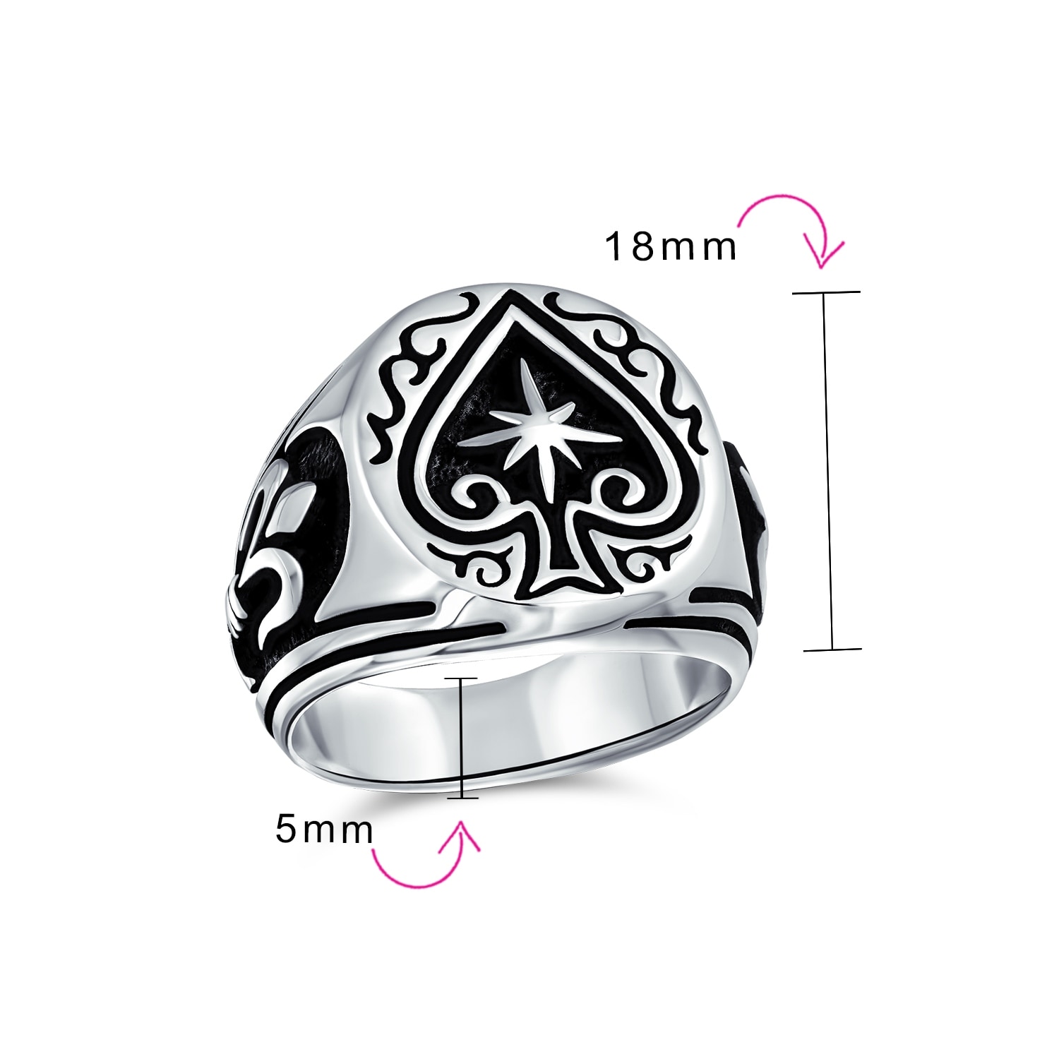 Large Good Luck Black Ace Of Spade Ring For Men 925 Sterling Silver On Sale Overstock 31719121